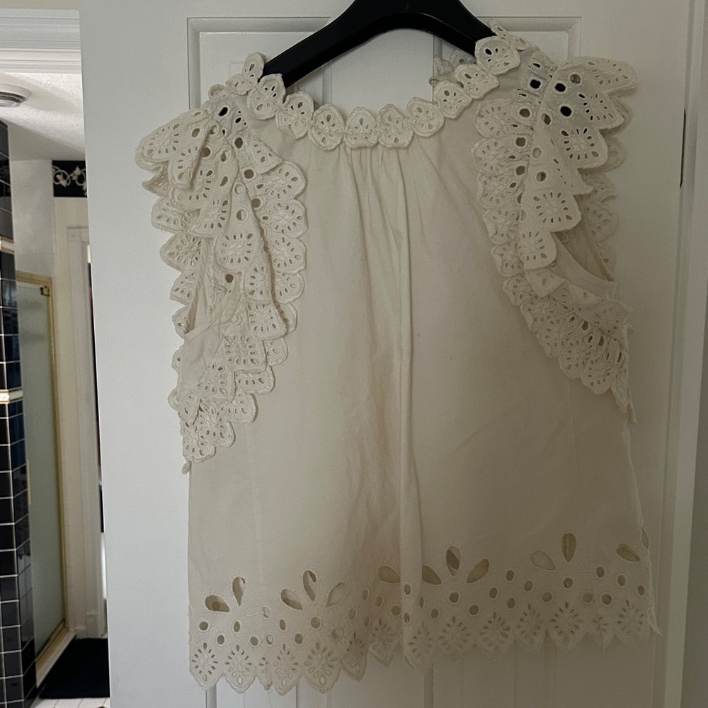 Sea New York Cream Eyelet Lace Blouse